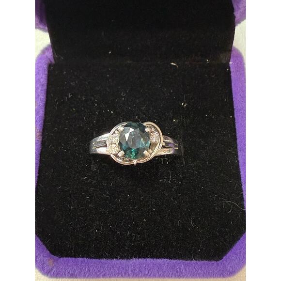 Unbranded Jewelry - Sapphire Ring in Platinum*1 ct Sapphire*Diamond*Pt900 Platinum*Size 7 3/4